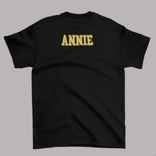 Load image into Gallery viewer, Sport theme t-shirt, Sport Numbers, sport tee, gold letters
