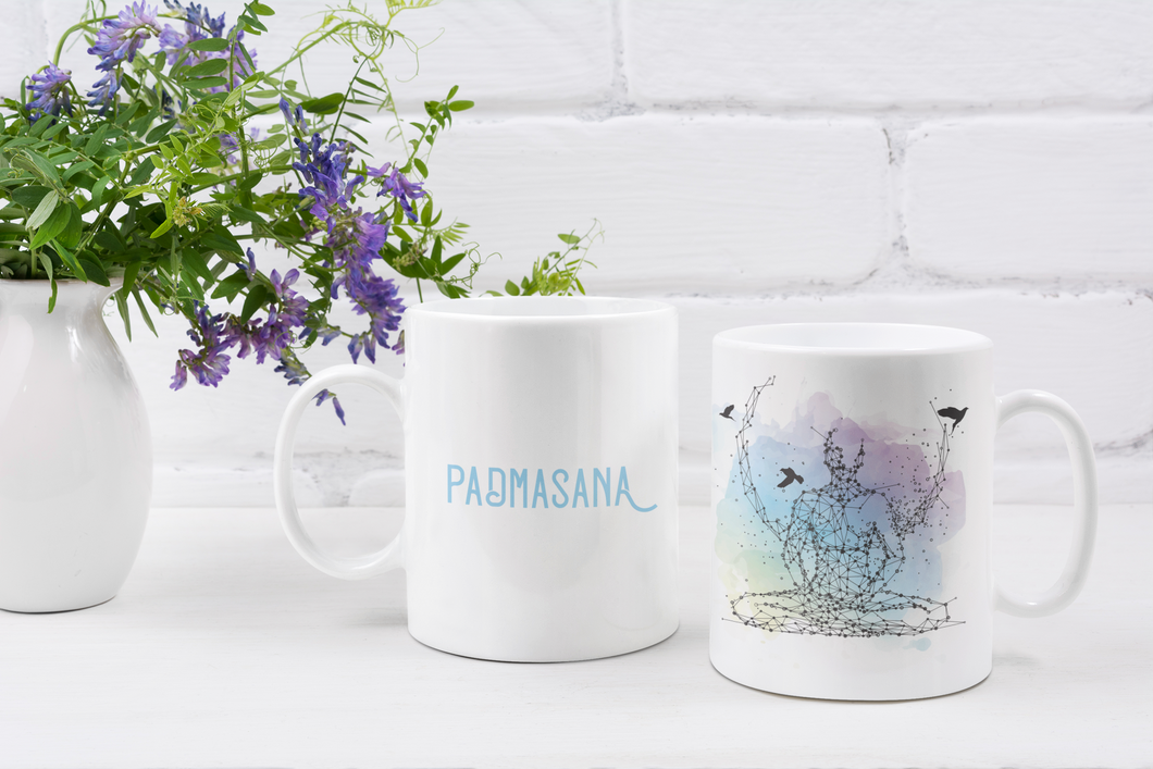 Yoga mug, lotus pose mug, yoga coffee mug, namaste, meditation